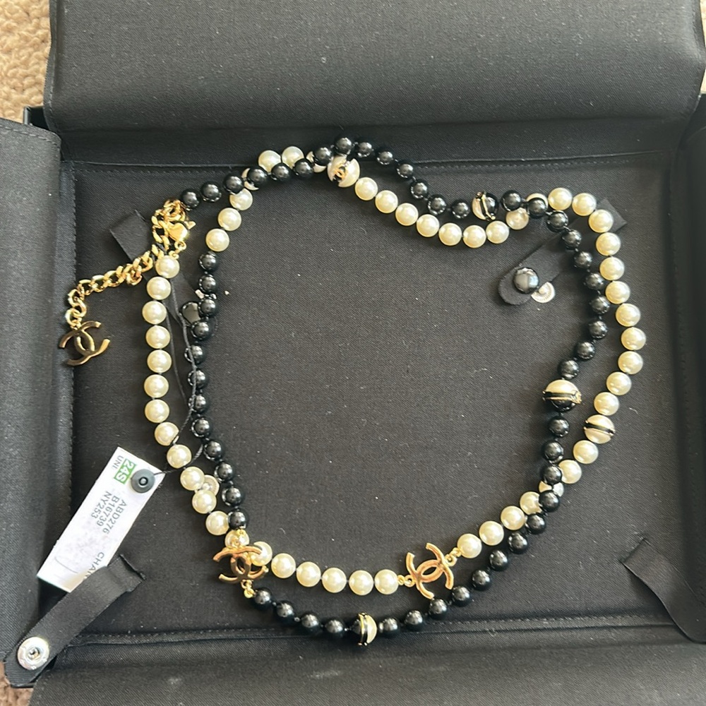 Chanel faux pearl long necklace